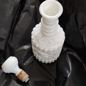 Milk glass liquor bottle